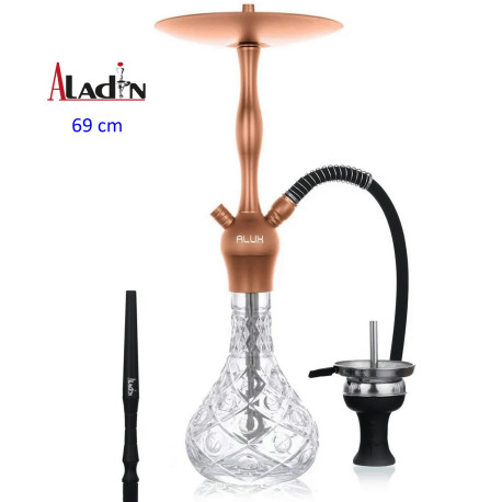 3T. 69 cm shisha ALADIN ALUX Admiral de aluminio rosa con base de cristal transparente