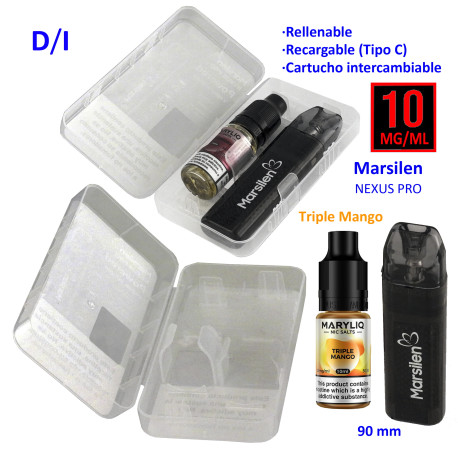 6T. Pack vaper «NEXUS PRO» + bote 10 mg. Triple Mango «MARYLIQ» Sales de nicotina