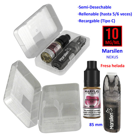 6T. Pack vaper «NEXUS» + bote 10 mg. Strawberry Ice «MARYLIQ» Sales de nicotina