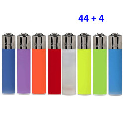 4T. Display with 44 + 4 «Clipper» lighters assorted translucent colours