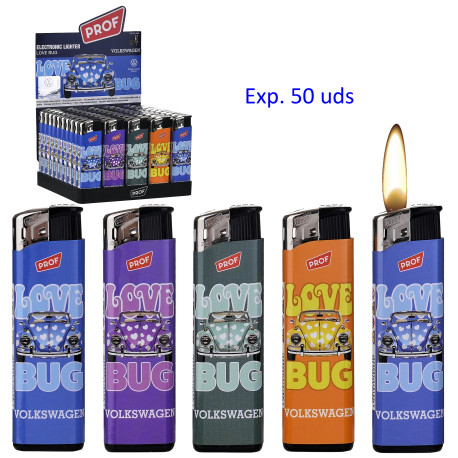 3T. Expositor con 50 encendedores piezo «Prof» VW Love