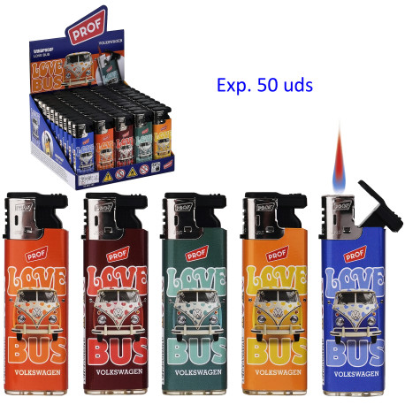 3T. Expositor con 50 encendedores piezo «Prof» VW Love