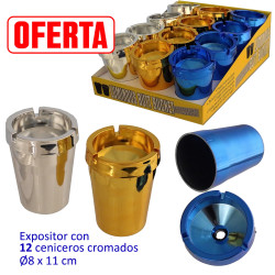 5T. Expositor con 12 ceniceros cromados para coche
