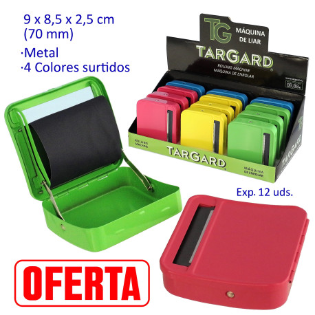 5T. Expositor con 12 máquinas de liar «TG» metálicas 70 mm. colores surtidos