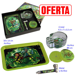 1T. Set con pipa, grinder Ø 6 cm., cenicero y bandeja