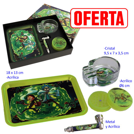 1T. Set con pipa, grinder Ø 6 cm., cenicero y bandeja