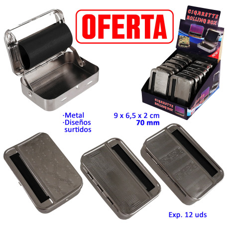 1T. Expositor con 12 máquinas de liar metálicas 70 mm.