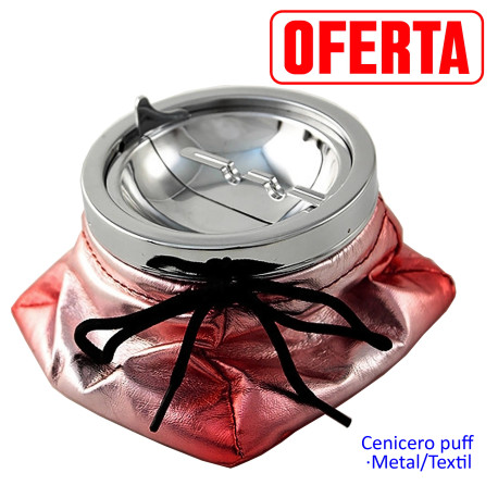5T. Cenicero  puff  rojo metalizado en simil piel «Design F»