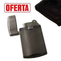 5T. Turbo Jet lighter black nickel satin with fabric cover and origin box