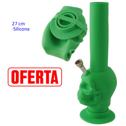 4T. 27 cm. Folding bong green of medical silicone «Skull»