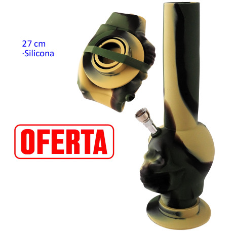4T. 27 cm. Bong plegable « Camuflaje» de silicona sanitaria