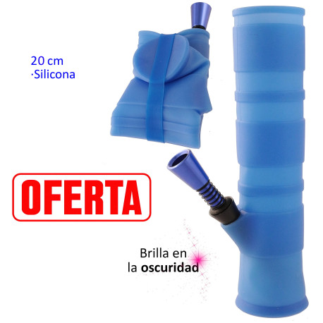 4T. 20 cm. Bong plegable azul en silicona sanitaria