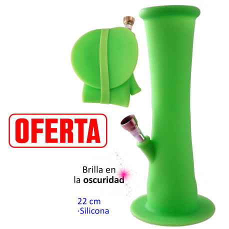 4T. 22 cm. Folding green bong in medical silicone