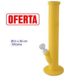 4T. Ø11 x 36 cm. Yellow bong of medical silicone and glass