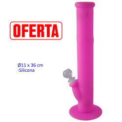 4T. Ø11 x 36 cm. cm. Purple bong of medical silicone and glass