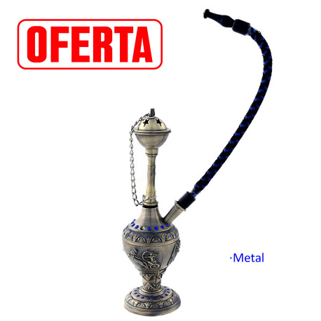 5T. Aged golden/blue colour shisha (war¡ter pipe) with egiptian theme