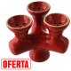 5T. Cazoleta triple de cerámica color rojo