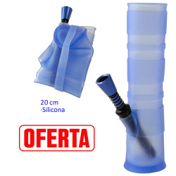 4T. 20 cm. Folding bong of blue sanitary silicone