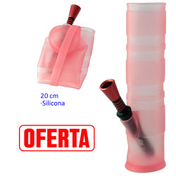4T. 20 cm. Folding bong of red sanitary silicone