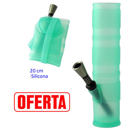 4T. 20 cm. Folding bong of green sanitary silicone