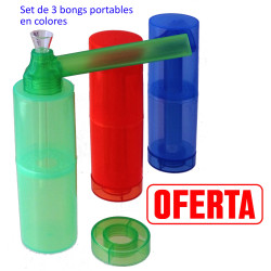 4T. Set of 3 bong in assorted colours (blue, green and red)