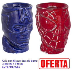 4T. Caja con 6 cazoletas de barro «Super-héroes» color