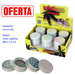 1T. Ø 4 cm. Expositor con 6 trituradores (grinders) «Kañamero» 4 partes