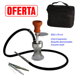 5T. 29 cm Shisha plata de aluminio con base de cristal