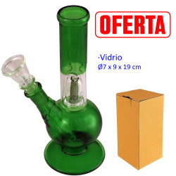 2T. 19 cm. Bong de cristal verde