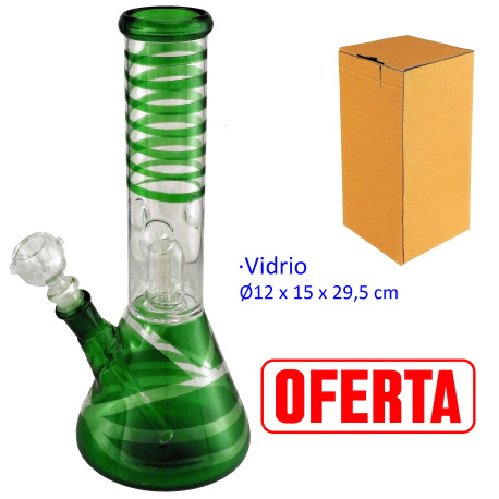 2T. 29,5 cm. Bong de cristal verde