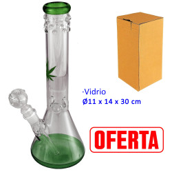 2T. 30 cm. Bong de cristal verde