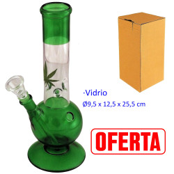 2T. 25,5 cm. Bong de cristal verde