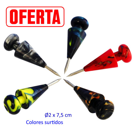 5T.  Tapón con aguja para shisha Ø 2 x 7,5 cm. colores surtidos