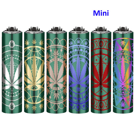 4T. Mini Clipper «CANNABI SOUL» Exp. 30 encendedores con funda metal