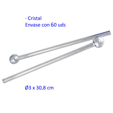 1T. Caja con 80 Pipas de cristal 30,8 cm.