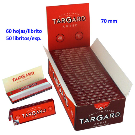 4T. «Tar Gard AMBER®» 70 mm Papel de liar Expositor de 50 libritos con 60 hojas