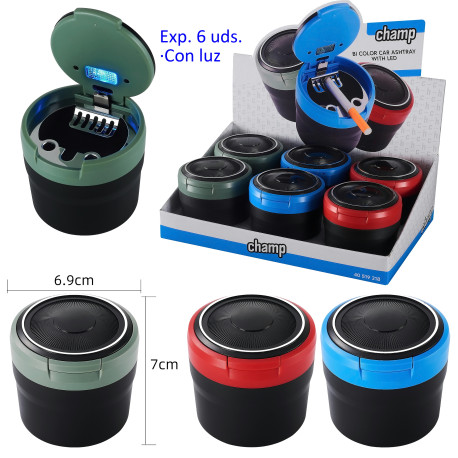 3T. Expositor con 6 ceniceros coche con led «Champ»
