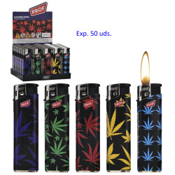 3T. Expositor con 50 encendedores piezo «Prof» Color Leaves