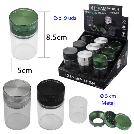3T. Ø5 cm. Expositor con 9 grinders con almacenamiento «CHAMP-HIGH»