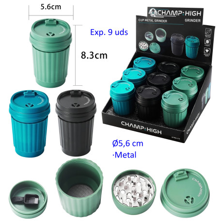 3T. Ø5,6 cm. Expositor con 9 grinders metal «CHAMP-HIGH»