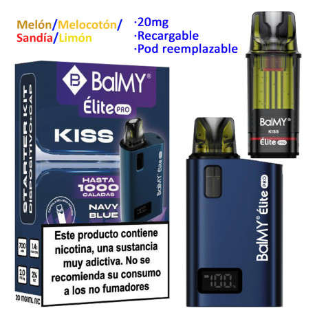 9T. Kit Kiss 20 mg. «BALMY ÉLITE PRO» Blue Navy recargable