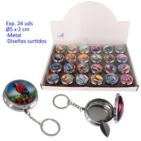 1T. Caja con 24 ceniceros metal diseños surtidos