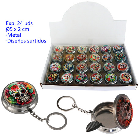 1T. Caja con 24 ceniceros metal diseños surtidos