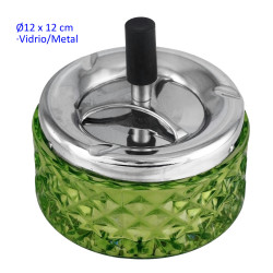 1T. Cenicero automático vidrio 12 cm. verde