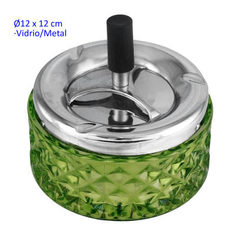 1T. Cenicero automático vidrio 12 cm. verde