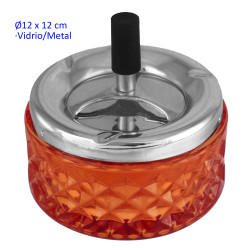 1T. Cenicero automático vidrio 12 cm. naranja