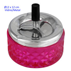 1T. Cenicero automático vidrio 12 cm. fucsia
