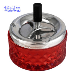 1T. Cenicero automático vidrio 12 cm. rojo