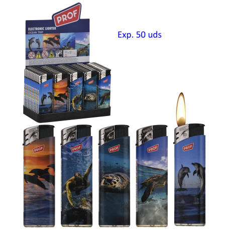 3T. Expositor con 50 encendedores piezo «Prof» Ocean trip