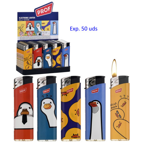 3T. Expositor con 50 encendedores piezo «Prof» silly goose